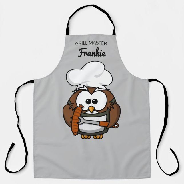 Owl Custom Grillmaster Apron Dad Gift (Front)