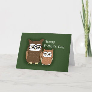 Owl dad and child Cute animal Happy Fathers Day Card