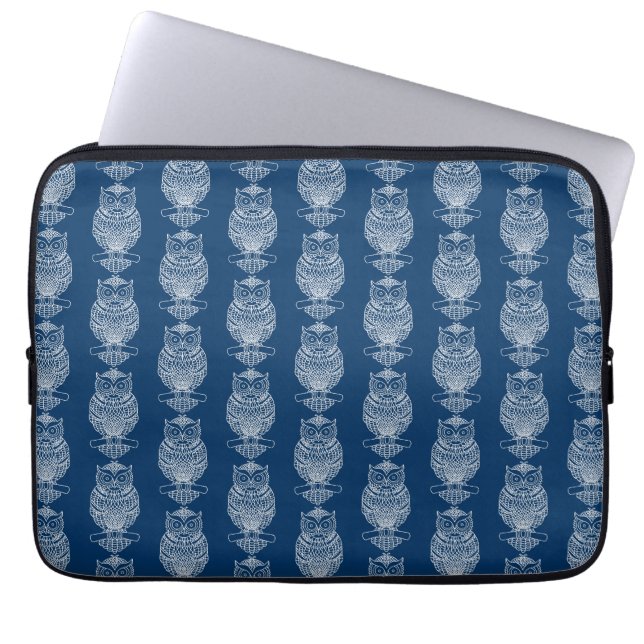 Owl (dark blue) - Laptop Sleeve (Front)