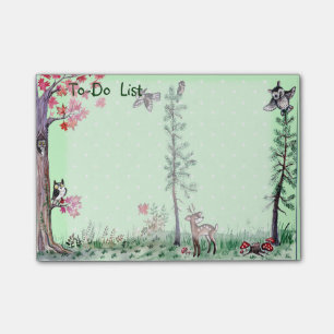 Owl Deer forest watercolor to-do list Post-it Notes