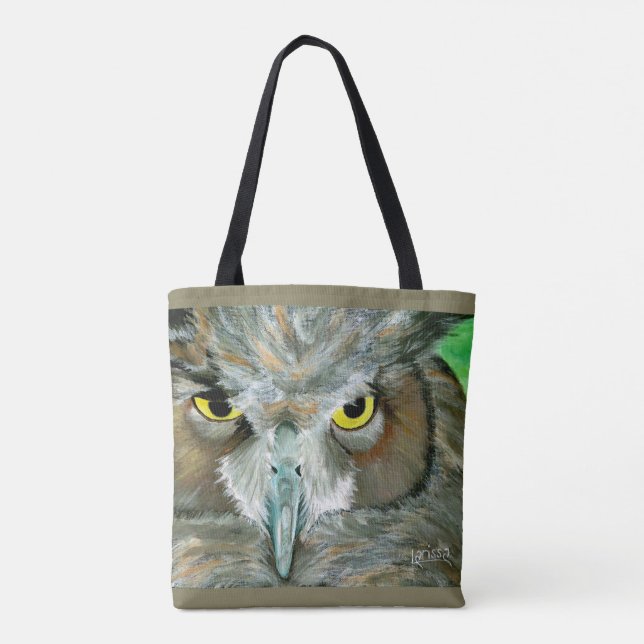 Owl Design: Double-Sided (Teal/Taupe) Tote (Back)