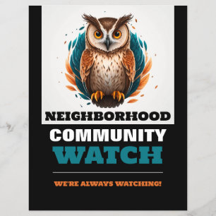 Owl Design, Neighborhood Watch Community Warning Flyer