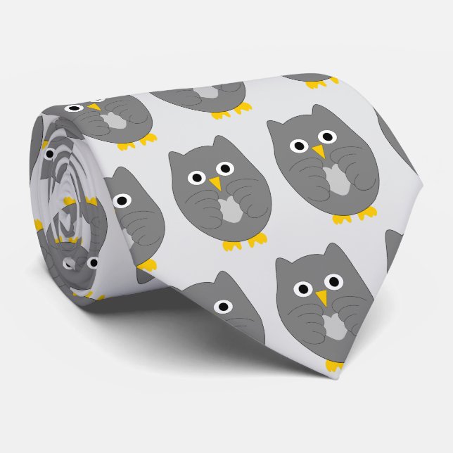 Owl Design Tie (Rolled)