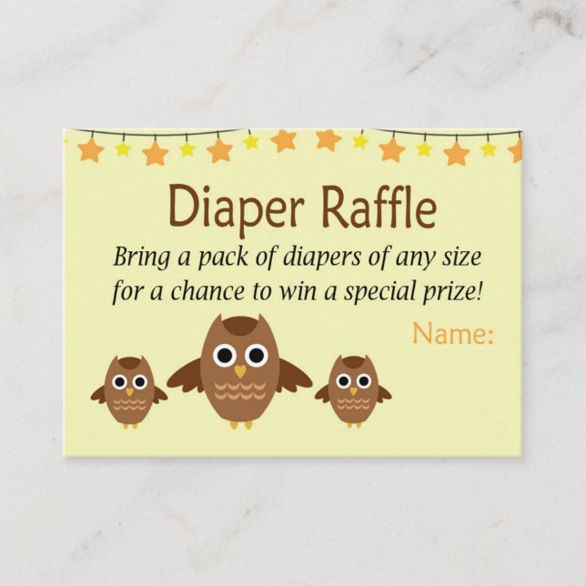 Owl Diaper Raffle Tickets (Front)