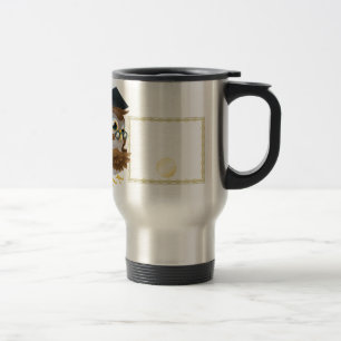 Owl diploma certificate background travel mug