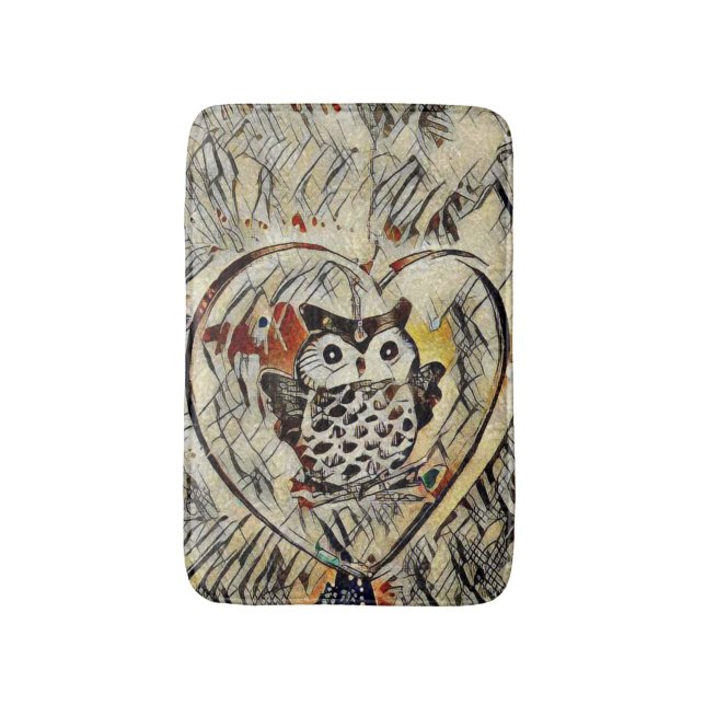 Owl drawing bath mat (Front Vertical)
