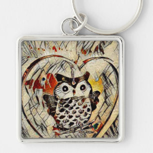 Owl drawing keychain