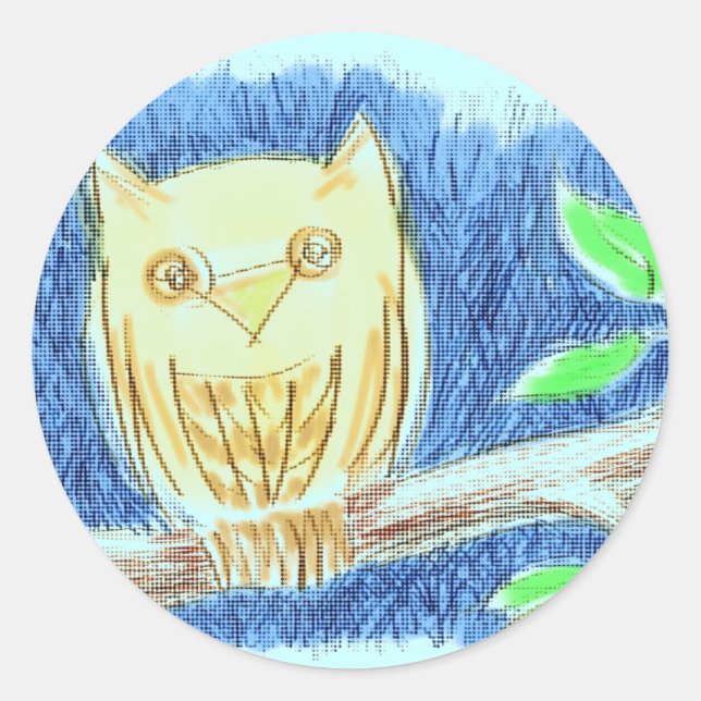 Owl Drawing Sticker (Front)