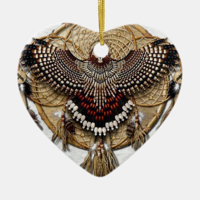 Owl Dream Catcher Ceramic Ornament (Front)