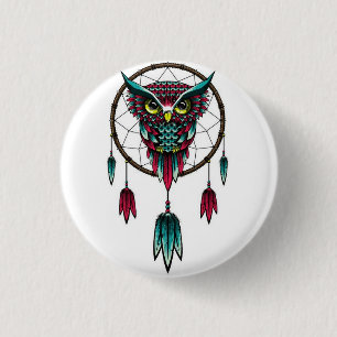 Owl dreamcatcher. 1 inch round button