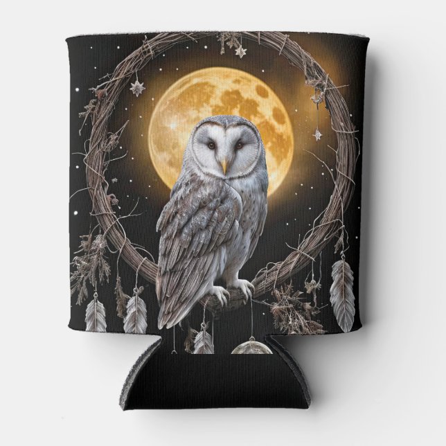 Owl Dreamcatcher Boho with Moon Koozie (Front)