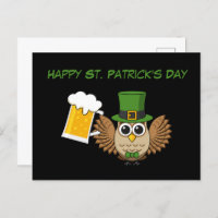 Owl Drinking Beer St Patrick's Day | Personalize