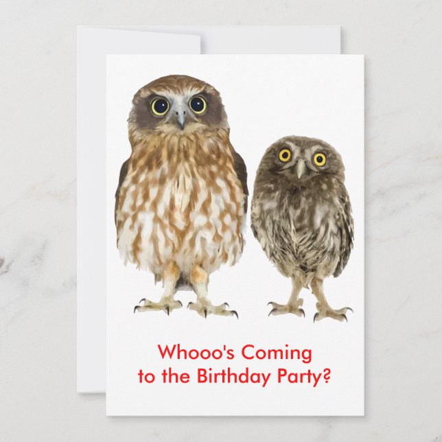 Owl Duo Biirthday Party Invitation (Front)
