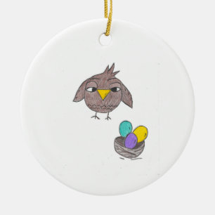 Owl Easter Ceramic Ornament