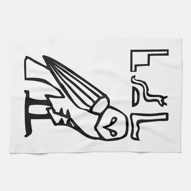 Owl, Egyptian hieroglyph Kitchen Towel (Horizontal)