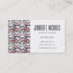 Owl Eyeglasses Pattern   Add Your Name Business Card
