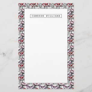 Owl Eyeglasses Pattern   Add Your Name Stationery