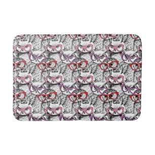 Owl Eyeglasses Pattern Bath Mat