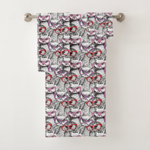 Owl Eyeglasses Pattern Bath Towel Set