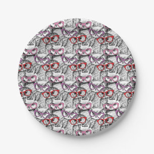 Owl Eyeglasses Pattern Paper Plate