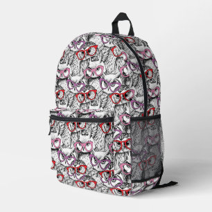 Owl Eyeglasses Pattern Printed Backpack