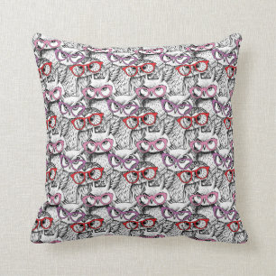 Owl Eyeglasses Pattern Throw Pillow