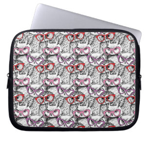 Owl Eyglasses Pattern Laptop Sleeve