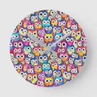 Owl faces cartoon doodle whimiscal birds pattern