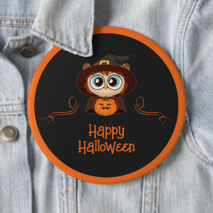 Owl/Fall/Autumn/Halloween/pumpkin 6 Inch Round Button