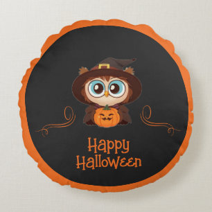 Owl/Fall/Autumn/Halloween/pumpkin Round Pillow
