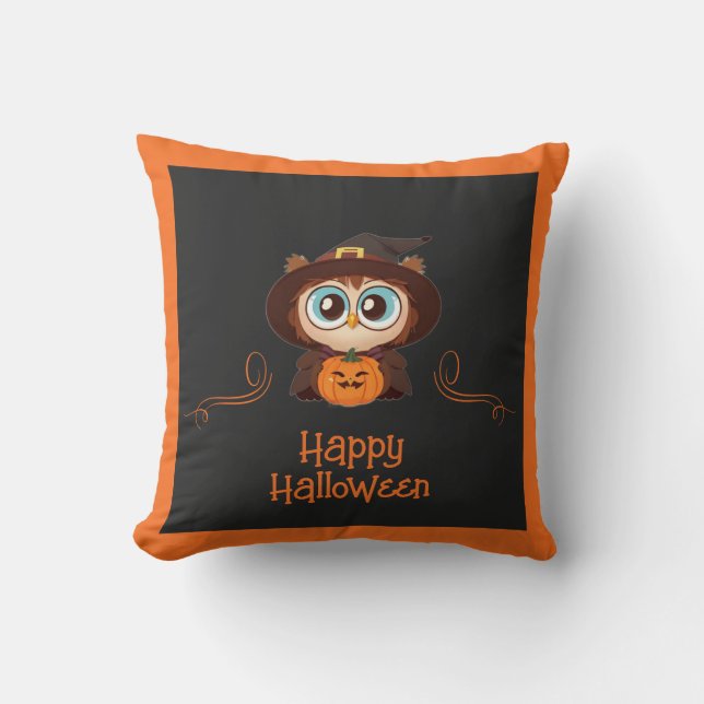Owl/Fall/Autumn/Halloween/pumpkin Throw Pillow (Front)