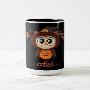 Owl/Fall/Autumn/Halloween/pumpkin Two-Tone Coffee Mug