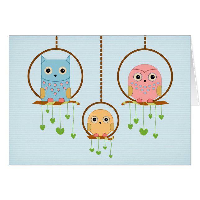 Owl Family Card (Front Horizontal)