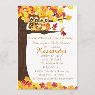 Owl Family In Colourful Tree Baby Shower Invitatio Invitation