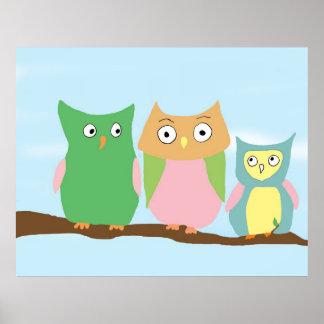 Owl Family Portrait-large Poster