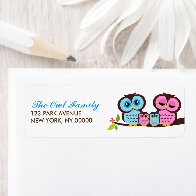 Owl Family Return Address Labels (Insitu)