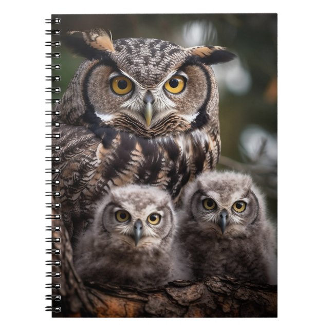 Owl Family Spiral Photo Notebook (Front)