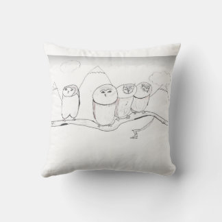 Owl Family Throw Pillow