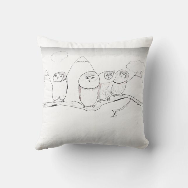 Owl Family Throw Pillow (Back)