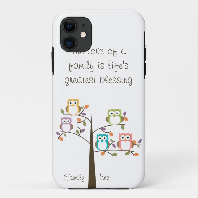Owl Family Tree and Quote Case-Mate iPhone Case (Back)