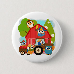 Owl Farmers 2 Inch Round Button