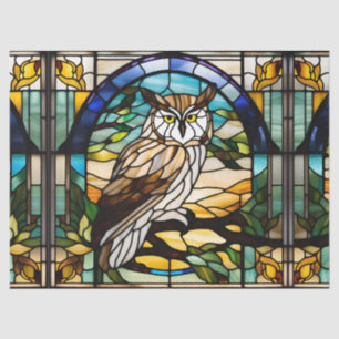 Owl Faux Stained Glass for Decoupage Craft Tissue  Tissue Paper