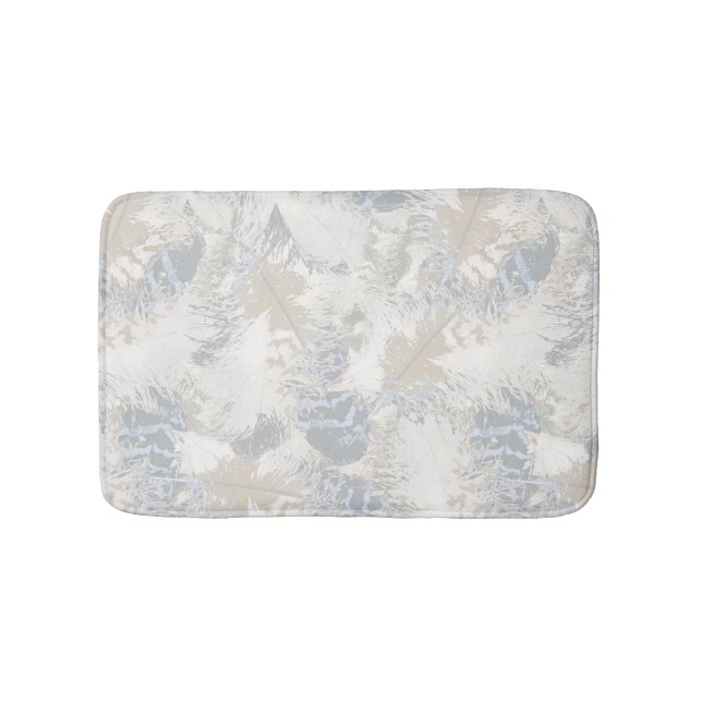 owl Feathers, grey, beige and blue, bird, light, Bath Mat (Front)