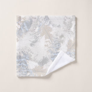 owl Feathers, grey, beige and blue, bird, light, Wash Cloth