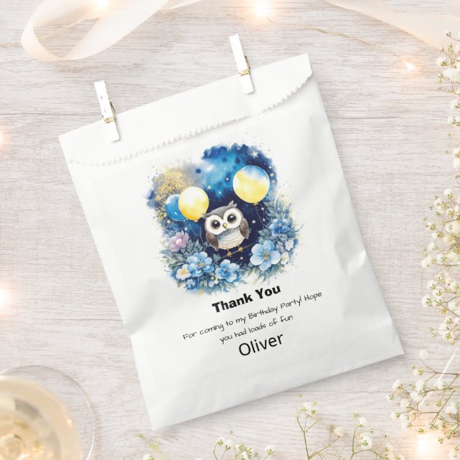 Owl First Birthday Favour Bag (Clipped)