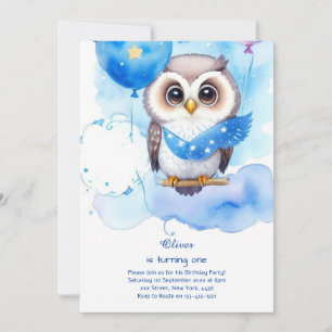 Owl First Birthday Invitation
