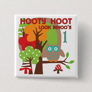 Owl First Birthday T-shirts and Gifts 2 Inch Square Button