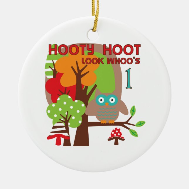 Owl First Birthday T-shirts and Gifts Ceramic Ornament (Front)