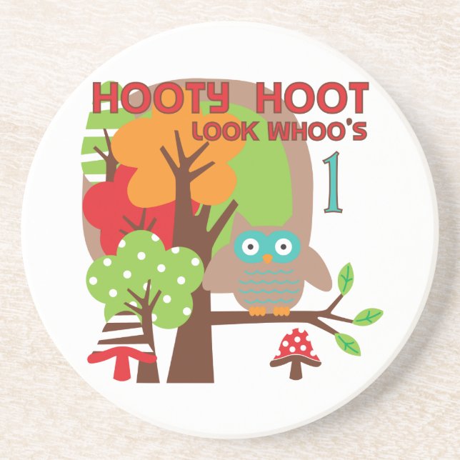 Owl First Birthday T-shirts and Gifts Coaster (Front)