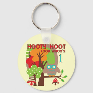 Owl First Birthday T-shirts and Gifts Keychain